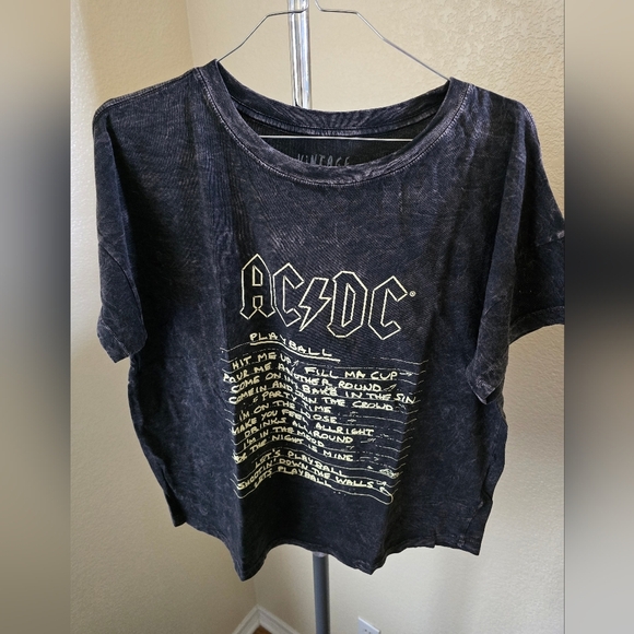 Vintage Canvas ACDC T-Shirt Short Sleeve - Picture 1 of 3